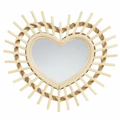 OSTARIA Miroir mural en bambou (H22 cm) Coeur Naturel
