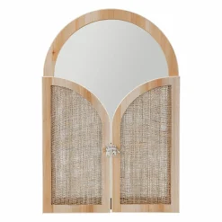 OSTARIA Miroir mural en bois (H45 cm) Porte battante Naturel Outlet