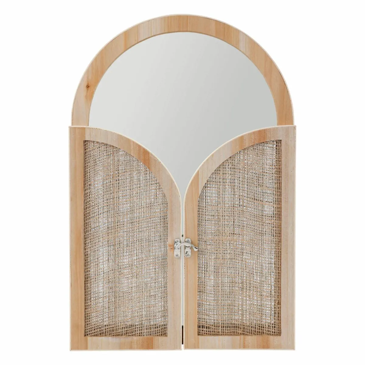 OSTARIA Miroir mural en bois (H45 cm) Porte battante Naturel Outlet