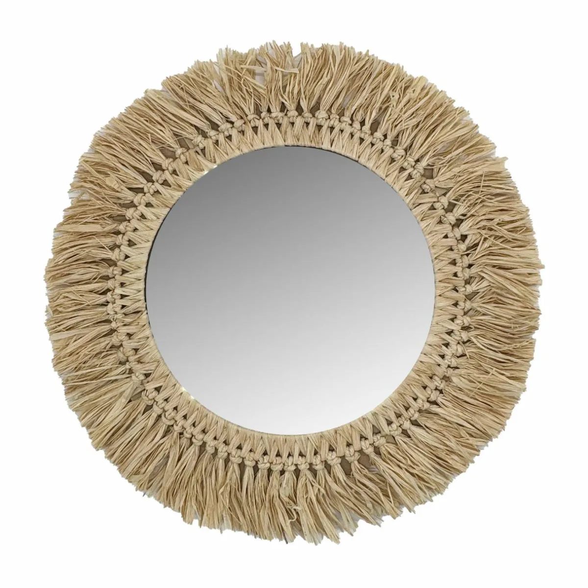 EMINZA Miroir mural rond en fibres les (D50 cm) Makira Beige Naturel