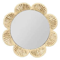 OSTARIA Miroir mural rond rotin (29 cm) Fleur Beige Outlet