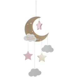 Atmosphera createur d'interieur for kids Mobile bébé bois et coton (H43.5 cm) Lune Rose Clearance