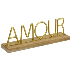 ATMOSPHERA Mot à poser métal et bois (25,5 cm) Amour Or Sale