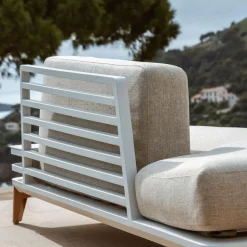 MOBELLIA Méridienne de jardin en aluminium Monte Carlo et taupe Blanc