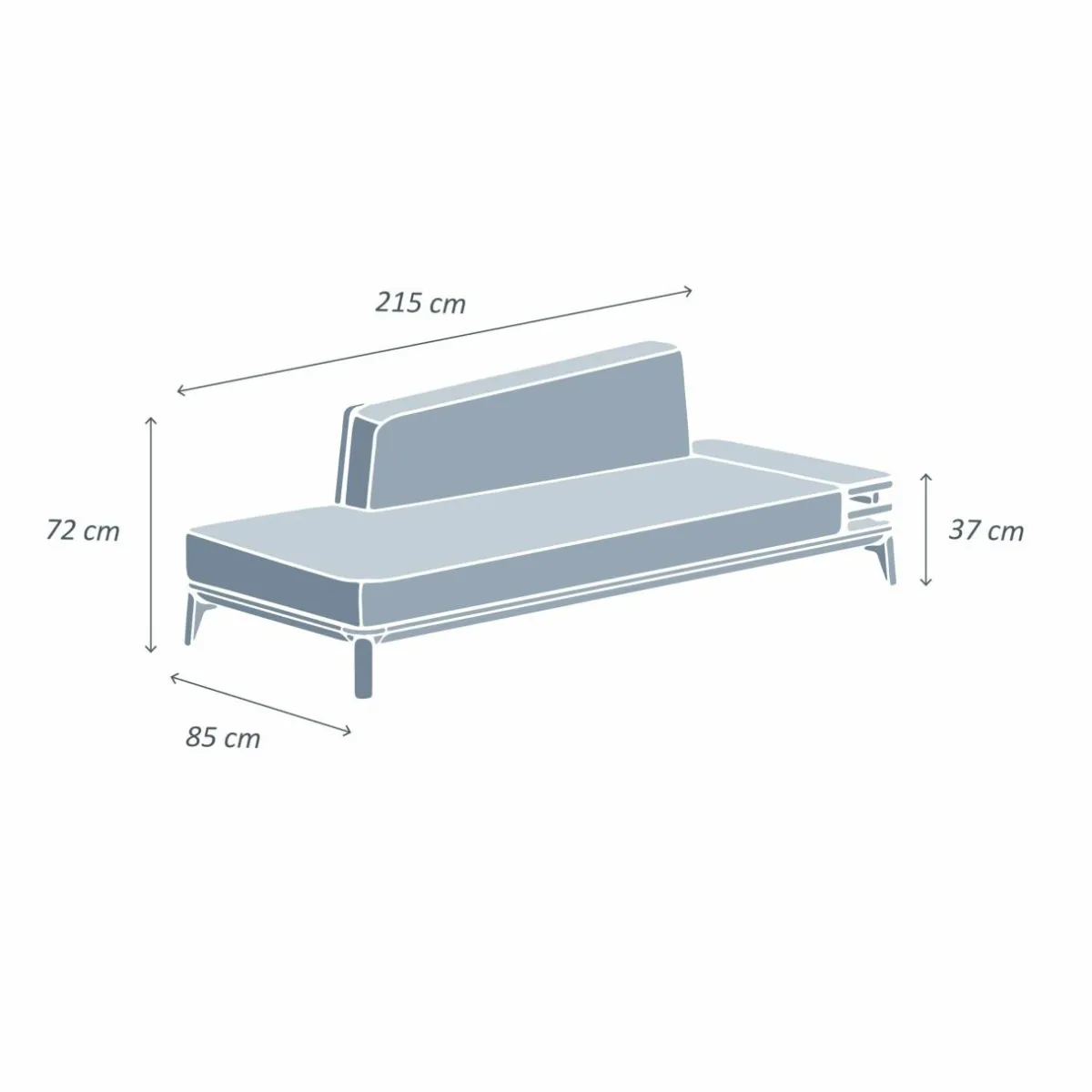 MOBELLIA Méridienne de jardin en aluminium Monte Carlo et taupe Blanc