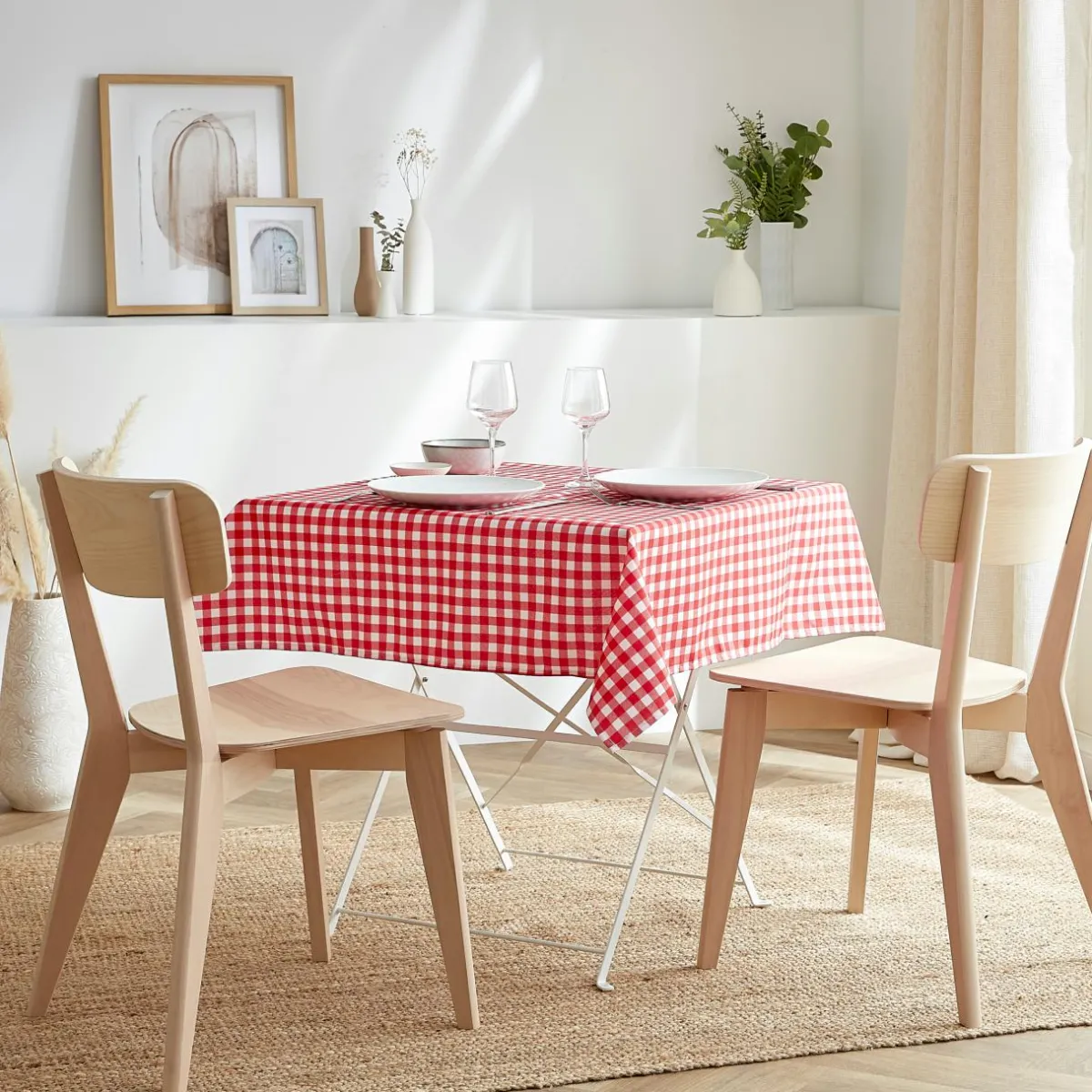 EMINZA Nappe carrée anti tache (100 x 100 cm) Elise Vichy Rouge Vichy-rouge Sale