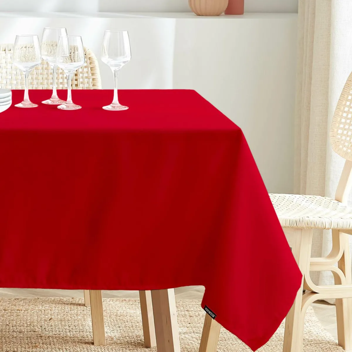 EMINZA Nappe carrée anti tache (100 x 100 cm) Elise Rouge Online