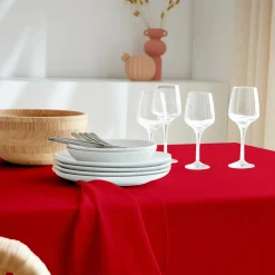 EMINZA Nappe carrée anti tache (100 x 100 cm) Elise Rouge Online