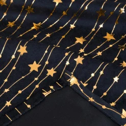 JJA Nappe de Noël en velours (360 x 140 cm) Pluie d'étoiles et dorée Noir Sale