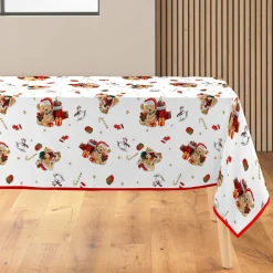 douceur d'intu017drieur Nappe de Noël rectangulaire anti tache (150 x 300 cm) Oursons Rouge Outlet