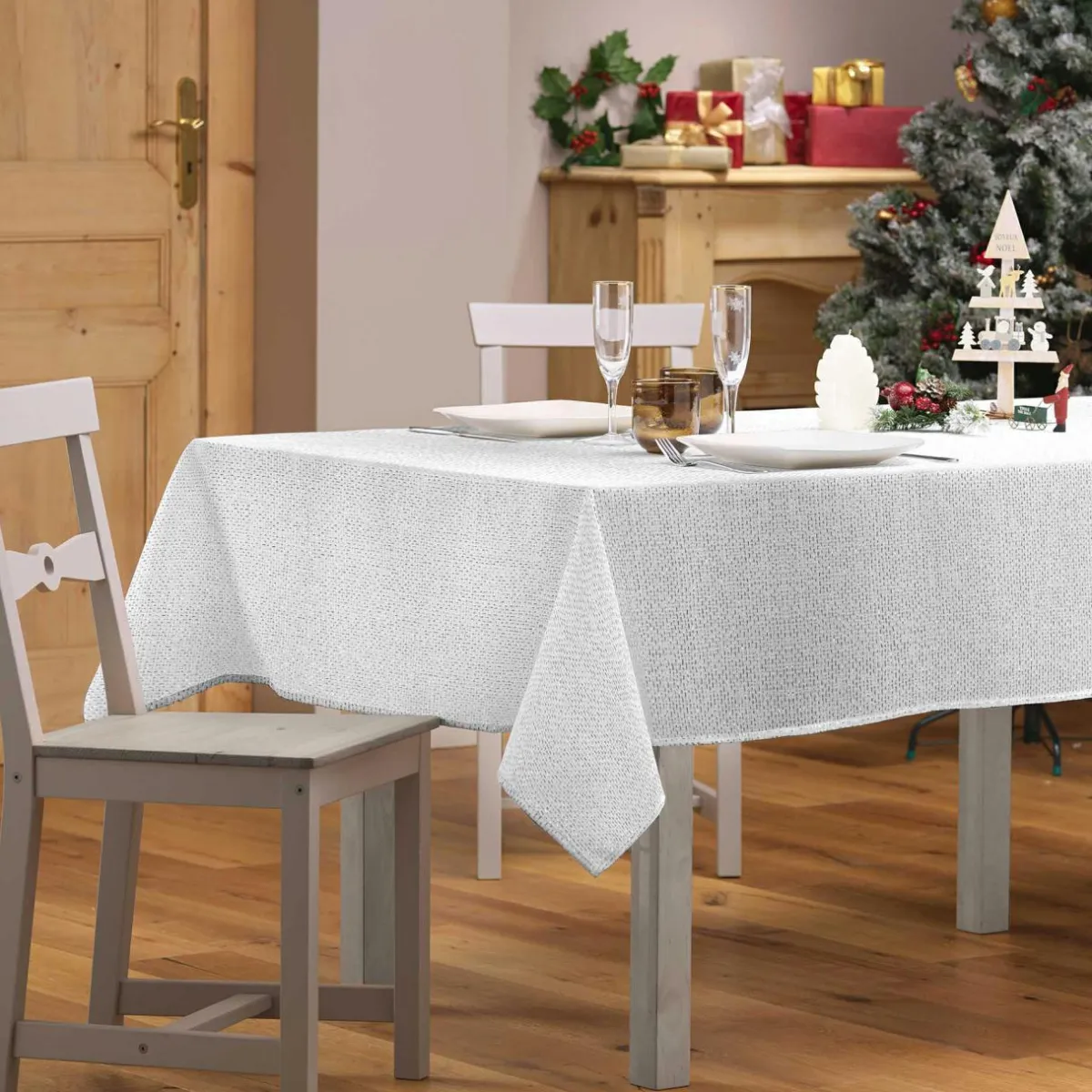 Douceur d interieur Nappe de Noël rectangulaire (140 x 300 cm) Strass Argent Discount