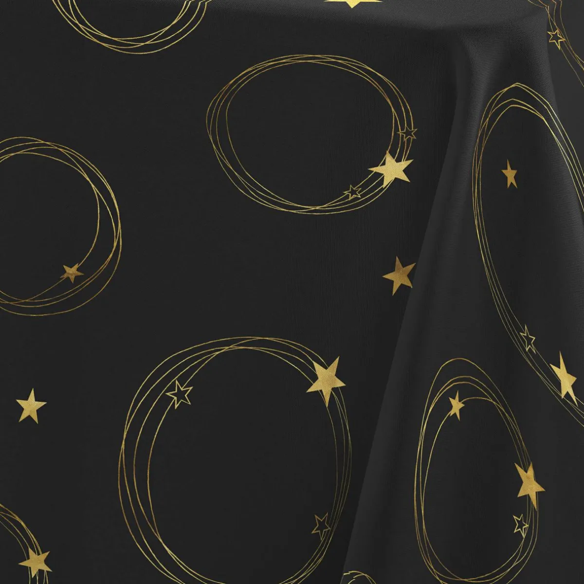 Douceur d interieur Nappe de Noël rectangulaire (150 x 240 cm) Star et Or Noir Sale