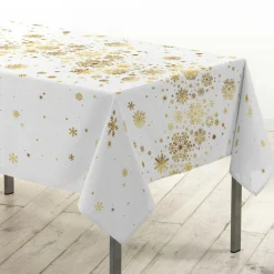 Douceur d interieur Nappe de Noël rectangulaire (150 x 300 cm) Constellation et doré Blanc Best