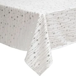 JJA Nappe de Noël rectangulaire (140 x 240 cm) Pluie d'étoiles he Blanc Hot