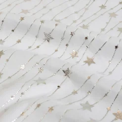 JJA Nappe de Noël rectangulaire (140 x 240 cm) Pluie d'étoiles he Blanc Hot