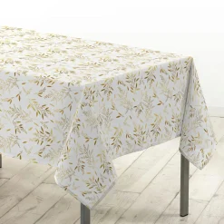 Douceur d interieur Nappe de Noël rectangulaire (140 x 240 cm) Naelle et doré Blanc Best
