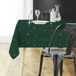 Douceur d interieur Nappe de Noël rectangulaire (150 x 300 cm) Sapin métallisé et or Vert