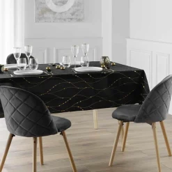 douceur d'intu017drieur Nappe de Noël rectangulaire anti tache (140 x 240 cm) Firmament et doré Noir Hot