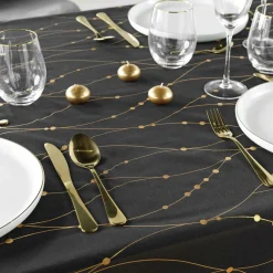 douceur d'intu017drieur Nappe de Noël rectangulaire anti tache (140 x 240 cm) Firmament et doré Noir Hot