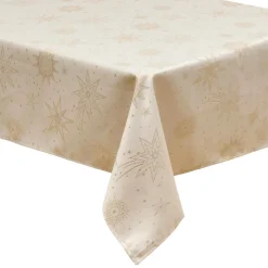 JJA Nappe de Noël rectangulaire (360 x 140 cm) Nuit étoilée et doré Beige New