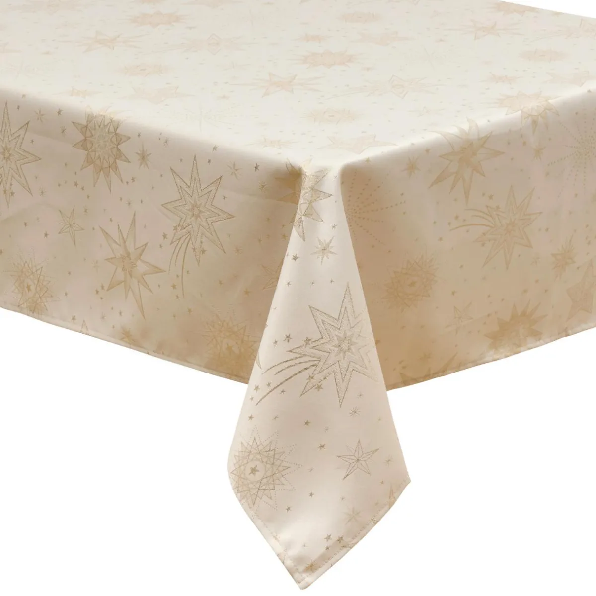 JJA Nappe de Noël rectangulaire (360 x 140 cm) Nuit étoilée et doré Beige New