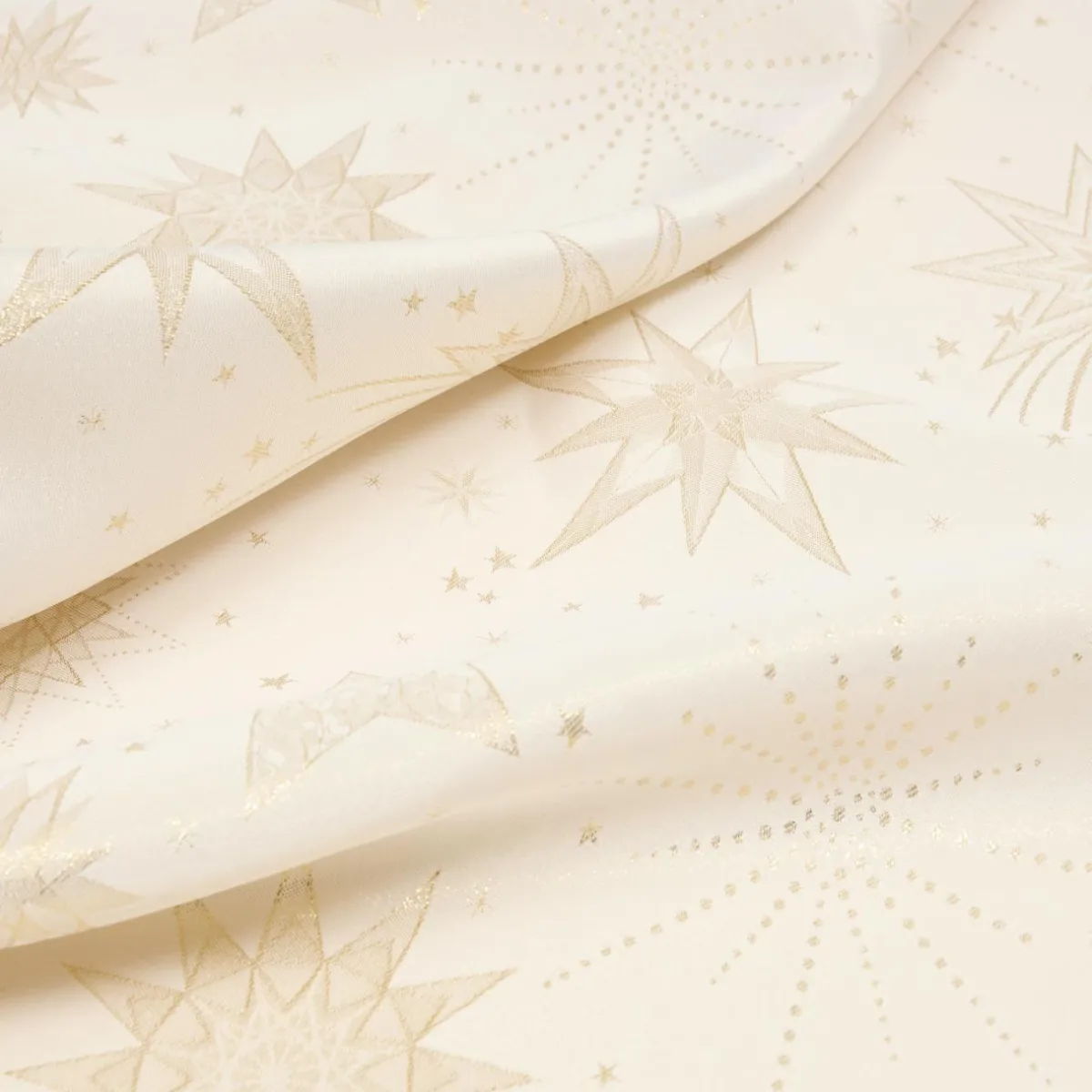 JJA Nappe de Noël rectangulaire (140 x 240 cm) Nuit étoilée et doré Beige Hot