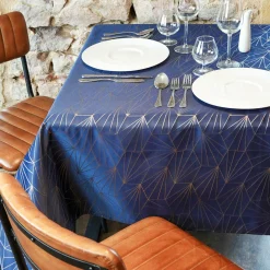 L'EFFET PAPILLON Nappe de Noël rectangulaire (145 x 240 cm) Facette Bleu Clearance