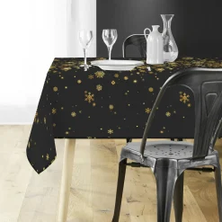 Douceur d interieur Nappe de Noël rectangulaire (150 x 240 cm) Constellation et doré Noir Discount