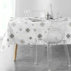 DOUCEUR D'INTERIEUR Nappe de Noël rectangulaire (150 x 240 cm) Enchanté Blanc
