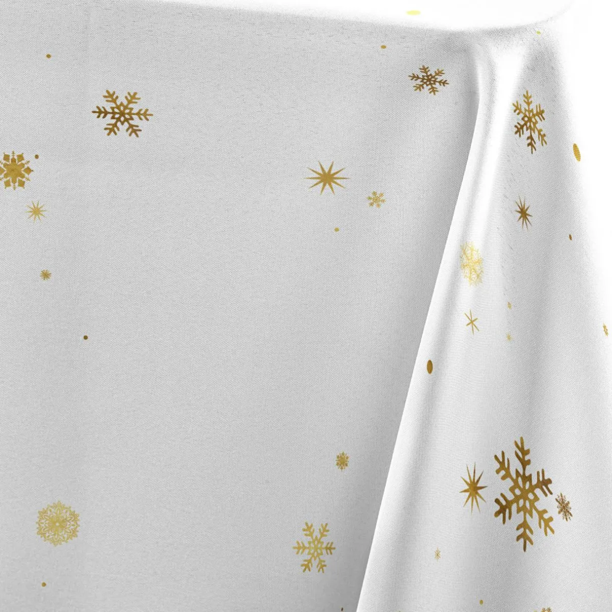 Douceur d interieur Nappe de Noël rectangulaire (150 x 240 cm) Constellation et doré Blanc