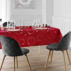 douceur d'intu017drieur Nappe de Noël rectangulaire anti tache (150 x 240 cm) Star et doré Rouge Clearance