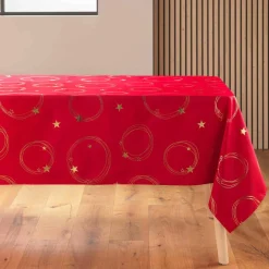 douceur d'intu017drieur Nappe de Noël rectangulaire anti tache (150 x 240 cm) Star et doré Rouge Clearance