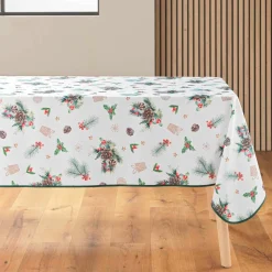douceur d'intu017drieur Nappe de Noël rectangulaire anti tache (150 x 240 cm) Hollystar Vert Outlet
