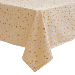JJA Nappe de Noël rectangulaire (360 x 140 cm) Pluie d'étoiles et doré Ivoire Outlet