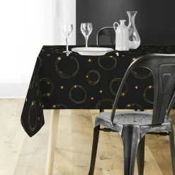 Douceur d interieur Nappe de Noël rectangulaire (150 x 300 cm) Star et or Noir Outlet