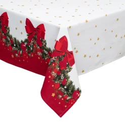 FEERIC LIGHTS Nappe de Noël rectangulaire coton (140 x 240 cm) Guirlande Festive Rouge New