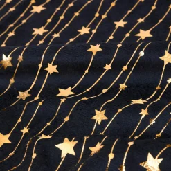 JJA Nappe de Noël rectangulaire (140 x 240 cm) Pluie d'étoiles et dorée Noir Best