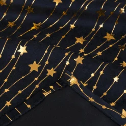 JJA Nappe de Noël rectangulaire (140 x 240 cm) Pluie d'étoiles et dorée Noir Best