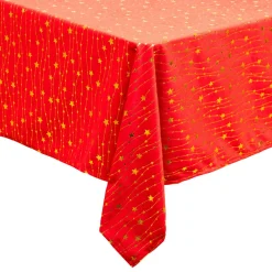 JJA Nappe de Noël rectangulaire (360 x 140 cm) Pluie d'étoiles Rouge Hot
