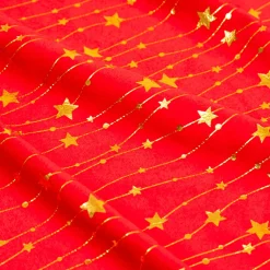 JJA Nappe de Noël rectangulaire (360 x 140 cm) Pluie d'étoiles Rouge Hot