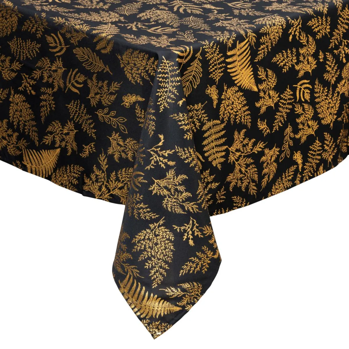 FEERIC LIGHTS Nappe de Noël rectangulaire anti tache (140 x 240 cm) Feuillage et doré Noir Sale