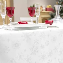 Douceur d interieur Nappe de Noël rectangulaire (140 x 240 cm) Flocon d'hiver Blanc Online