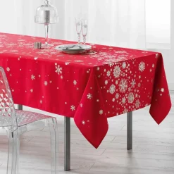 DOUCEUR D'INTERIEUR Nappe de Noël rectangulaire (150 x 240 cm) Constellation Rouge Hot