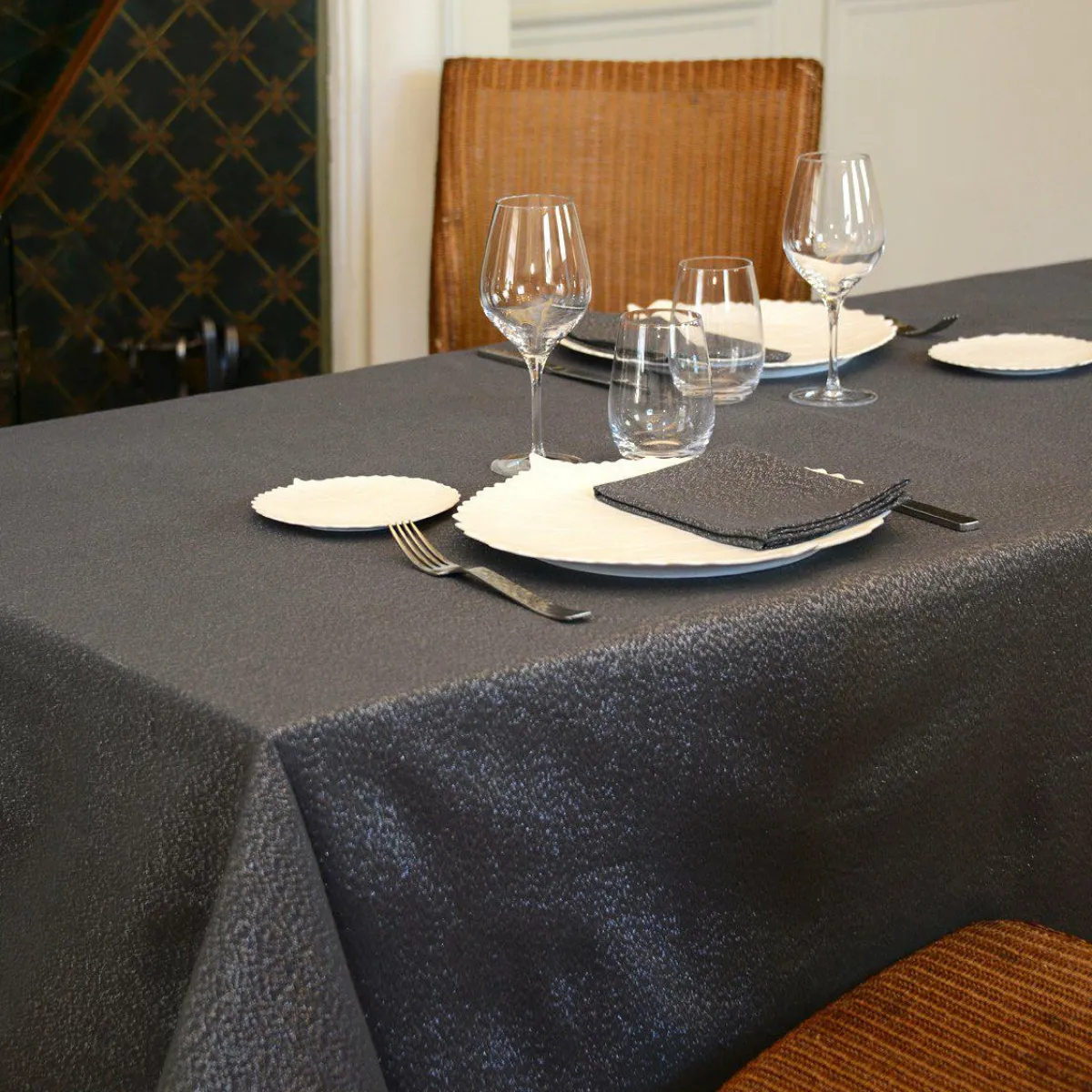 L'EFFET PAPILLON Nappe de Noël rectangulaire (150 x 300 cm) Etincelle Anthracite Best