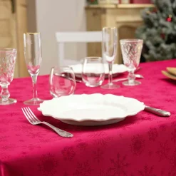 Douceur d interieur Nappe de Noël rectangulaire (140 x 300 cm) Flocon d'hiver Rouge