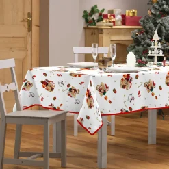 douceur d'intu017drieur Nappe de Noël rectangulaire anti tache (150 x 240 cm) Oursons Rouge
