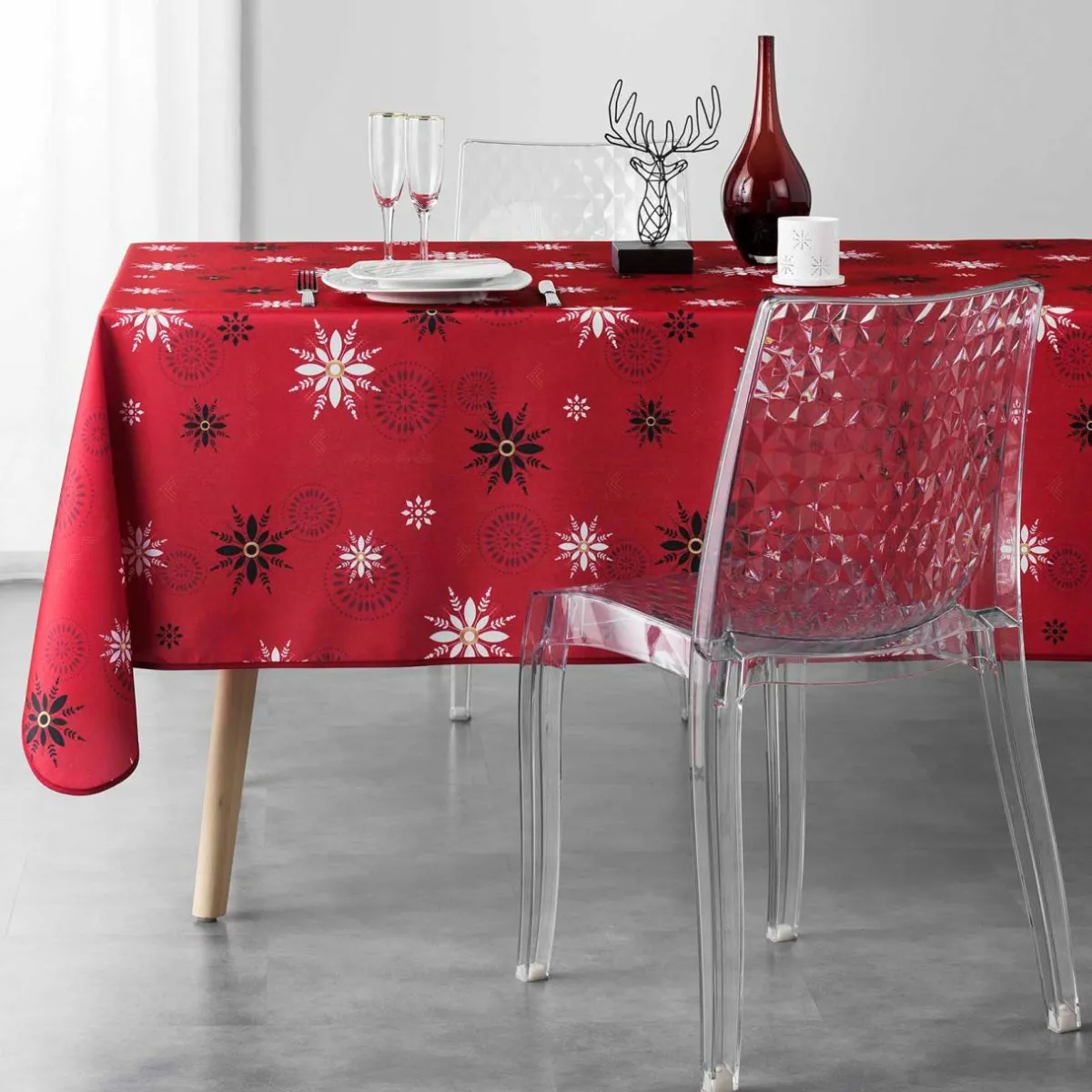 DOUCEUR D'INTERIEUR Nappe de Noël rectangulaire (150 x 300 cm) Enchanté Rouge New