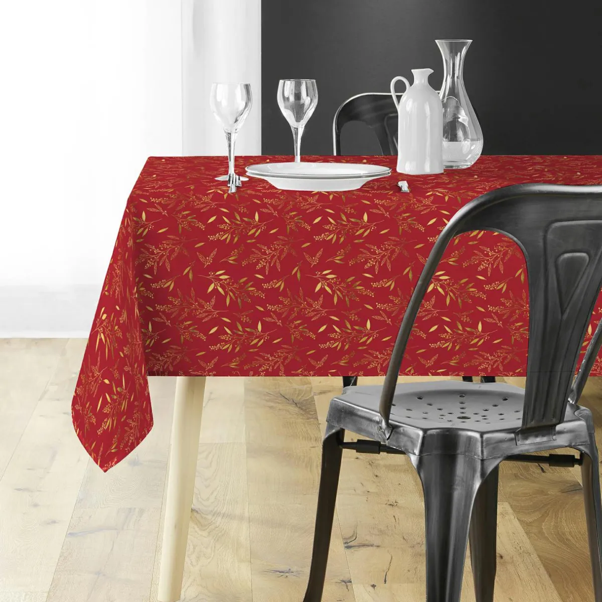 Douceur d interieur Nappe de Noël rectangulaire (140 x 240 cm) Naelle et or Rouge Best