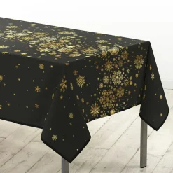 Douceur d interieur Nappe de Noël rectangulaire (150 x 300 cm) Constellation et doré Noir Sale