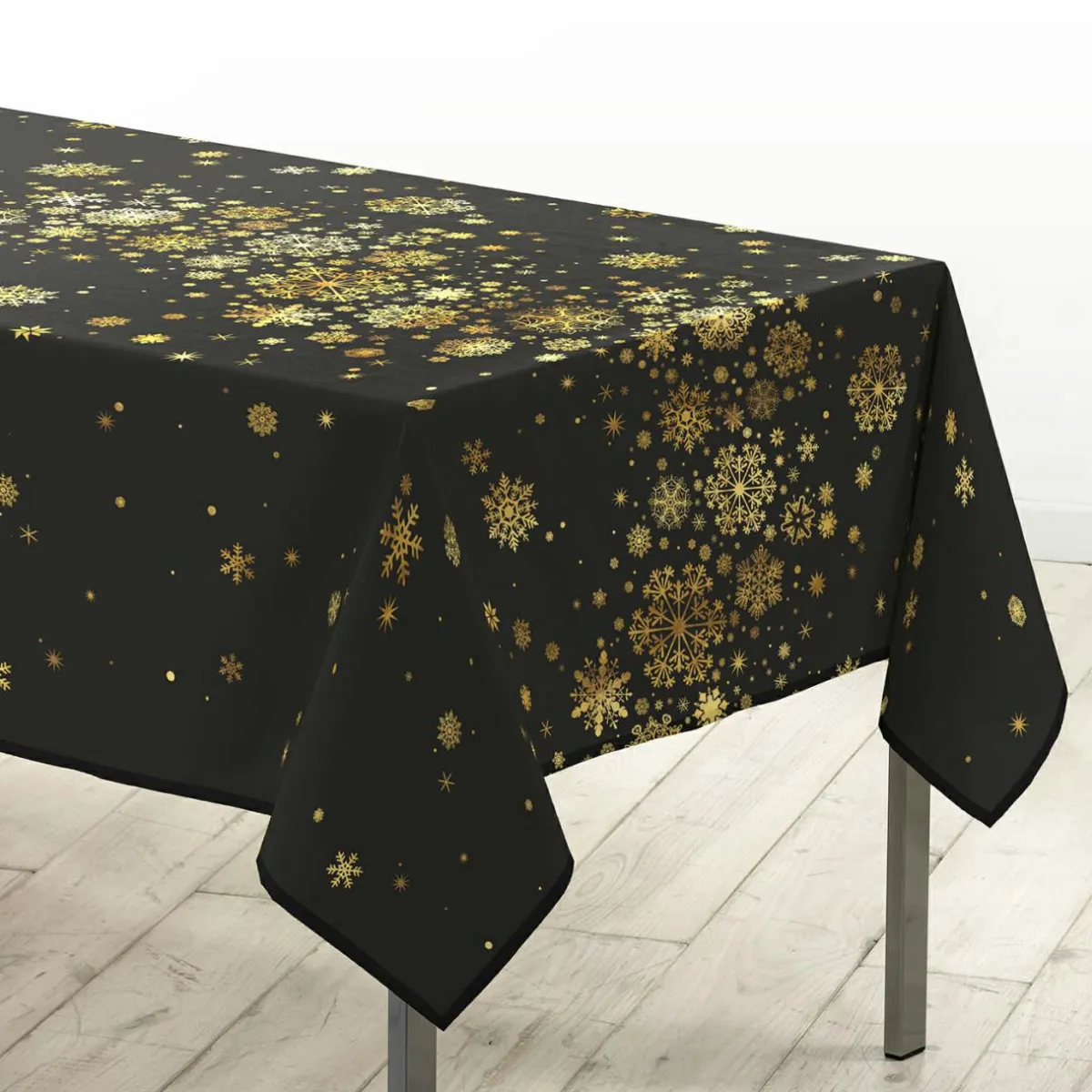 Douceur d interieur Nappe de Noël rectangulaire (150 x 300 cm) Constellation et doré Noir Sale